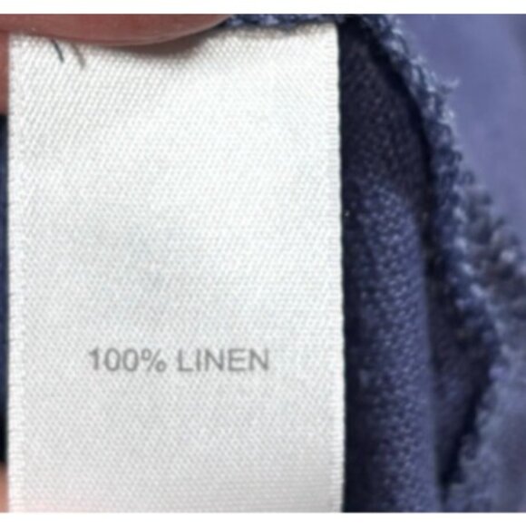 J. Jill Blue V-Neck Tunic Top XS 100% Linen 3/4 Sleeves‎ Textured Front - Picture 5 of 6